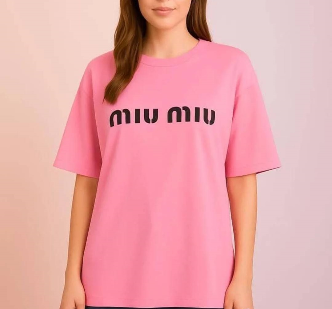 تیشرت زنانه اورسایز چاپ MIU MIU مدل آستین کوتاه در آبادان | قسطی + ارسال سریع